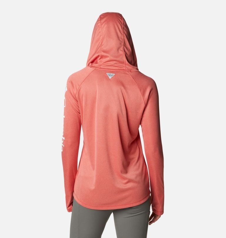 Women's Columbia PFG Tidal Tee Heather Hoodie Coral | CA-AA615