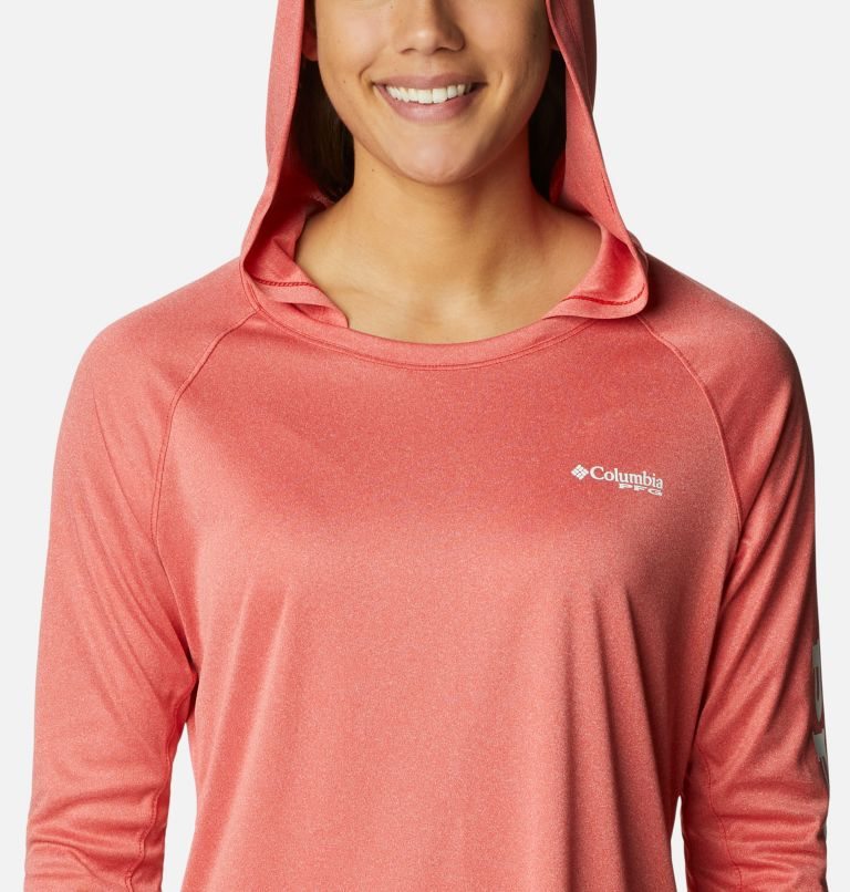 Women's Columbia PFG Tidal Tee Heather Hoodie Coral | CA-AA615