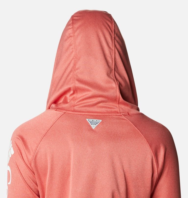 Women's Columbia PFG Tidal Tee Heather Hoodie Coral | CA-AA615