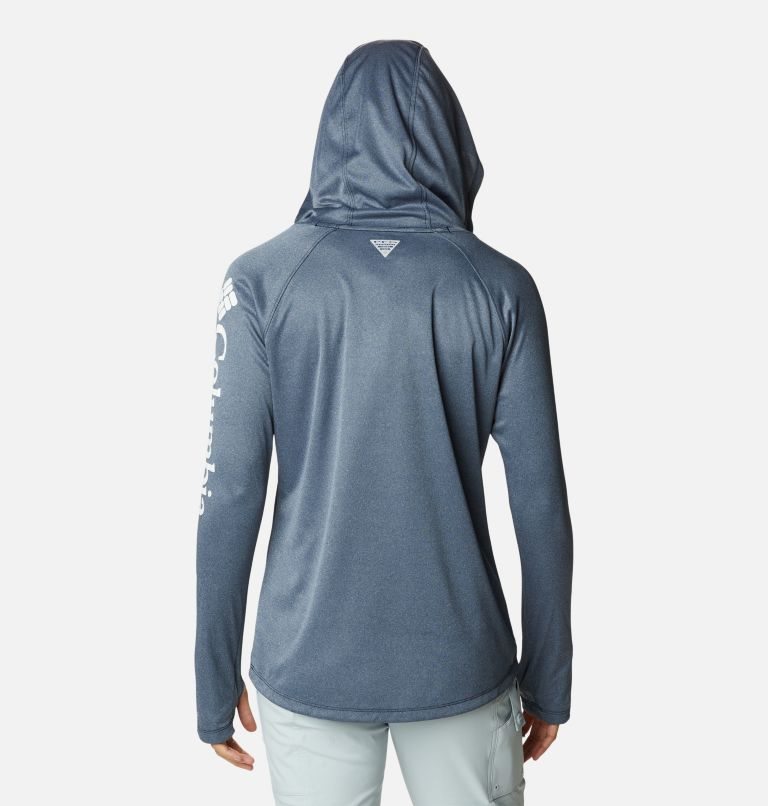 Women's Columbia PFG Tidal Tee Heather Hoodie Navy | CA-L5413