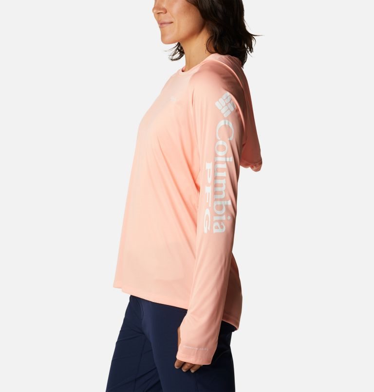 Women's Columbia PFG Tidal Tee Heather Hoodie Coral | CA-OA81C