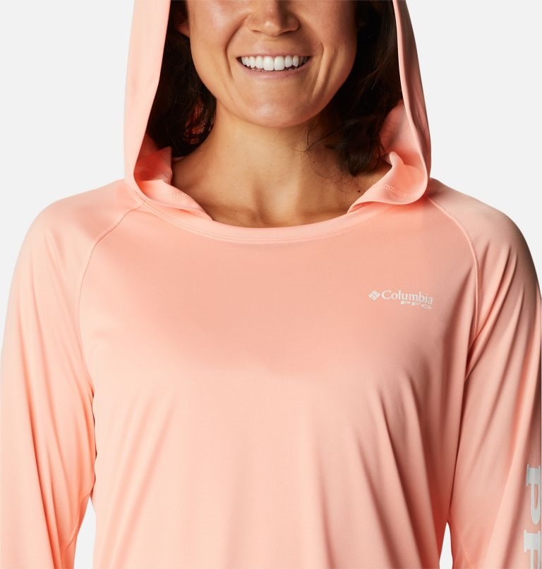 Women's Columbia PFG Tidal Tee Heather Hoodie Coral | CA-OA81C