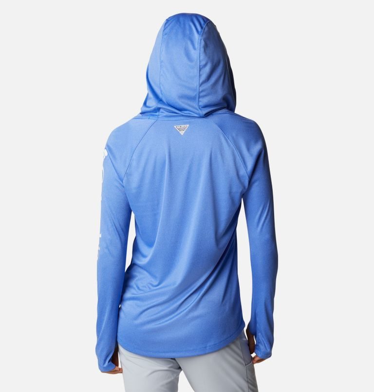 Women's Columbia PFG Tidal Tee Heather Hoodie Blue | CA-QAL65