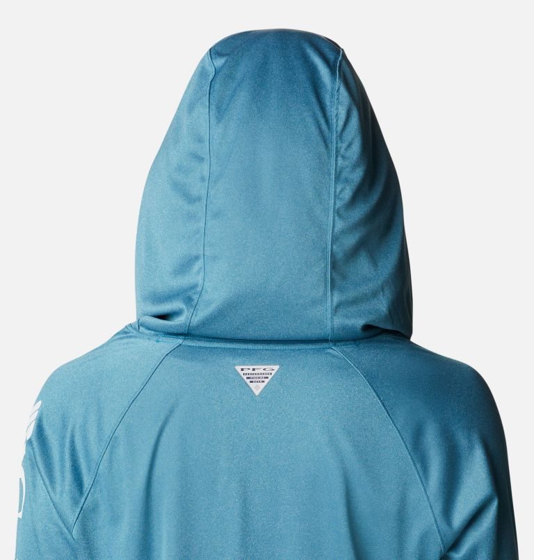 Women's Columbia PFG Tidal Tee Heather Hoodie Blue | CA-TL530