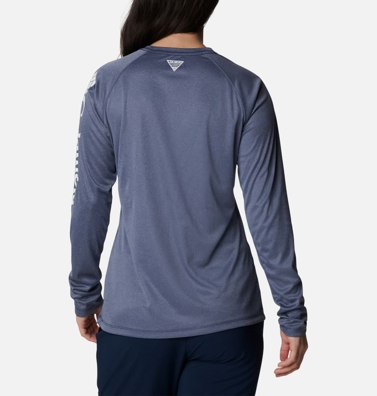 Women's Columbia PFG Tidal Tee Heather Long Sleeve Sweatshirts Navy | CA-MA8L6