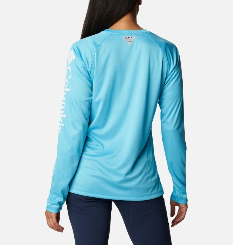 Women's Columbia PFG Tidal Tee Heather Long Sleeve Sweatshirts Blue | CA-T346A