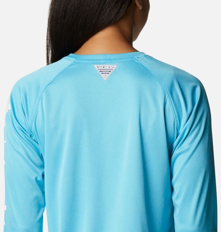 Women's Columbia PFG Tidal Tee Heather Long Sleeve Sweatshirts Blue | CA-T346A