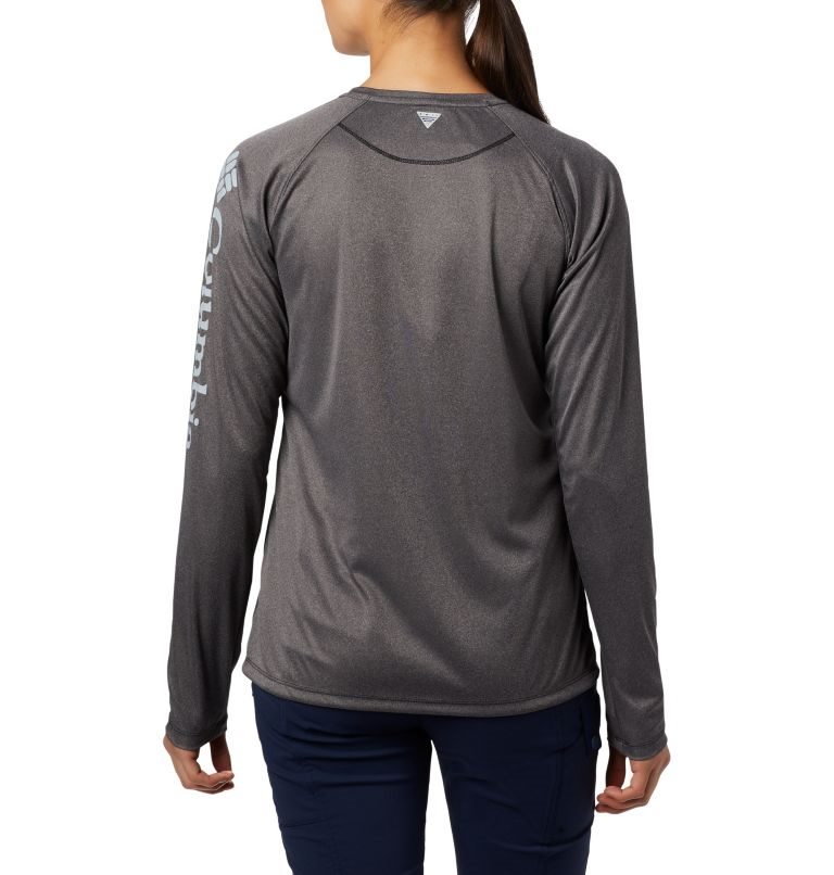 Women's Columbia PFG Tidal Tee Heather Long Sleeve Sweatshirts Dark Grey | CA-V4851