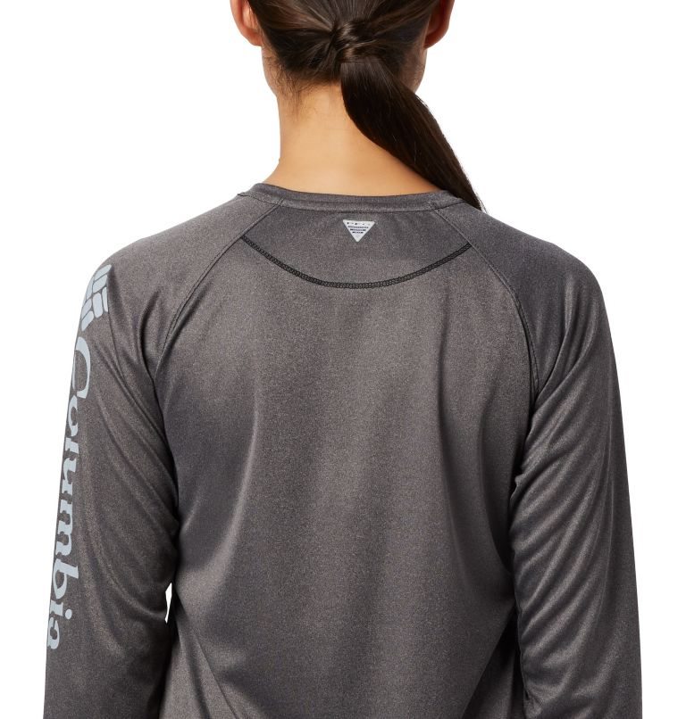 Women's Columbia PFG Tidal Tee Heather Long Sleeve Sweatshirts Dark Grey | CA-V4851