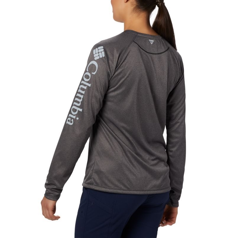 Women's Columbia PFG Tidal Tee Heather Long Sleeve Sweatshirts Dark Grey | CA-V4851