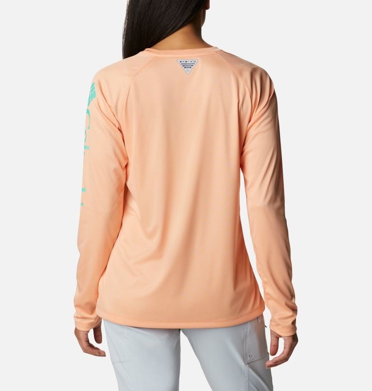 Women's Columbia PFG Tidal Tee Heather Long Sleeve Sweatshirts Coral | CA-W05C6