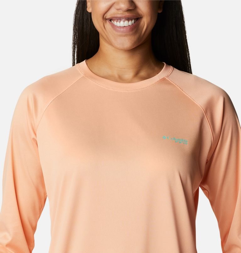 Women's Columbia PFG Tidal Tee Heather Long Sleeve Sweatshirts Coral | CA-W05C6