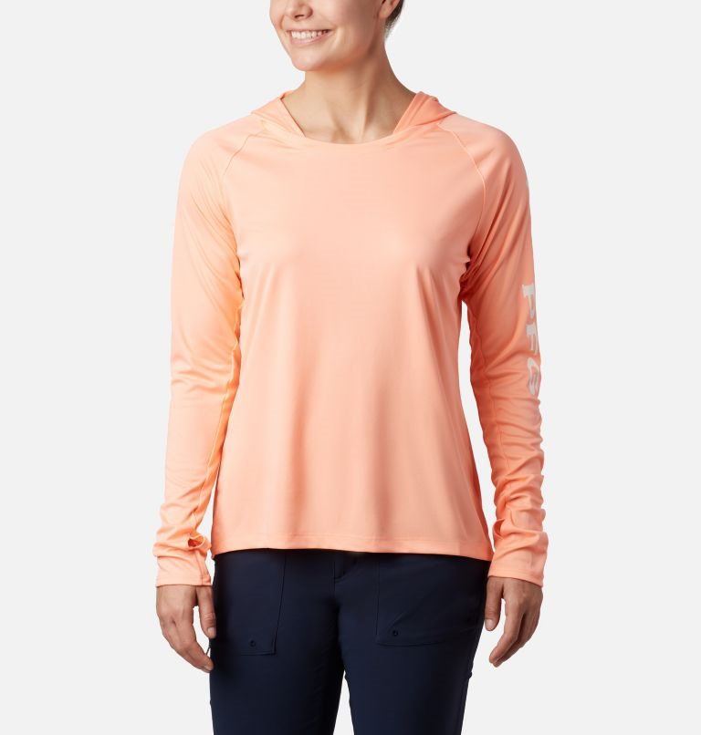 Women\'s Columbia PFG Tidal Tee Hoodie Coral | CA-HL3C6