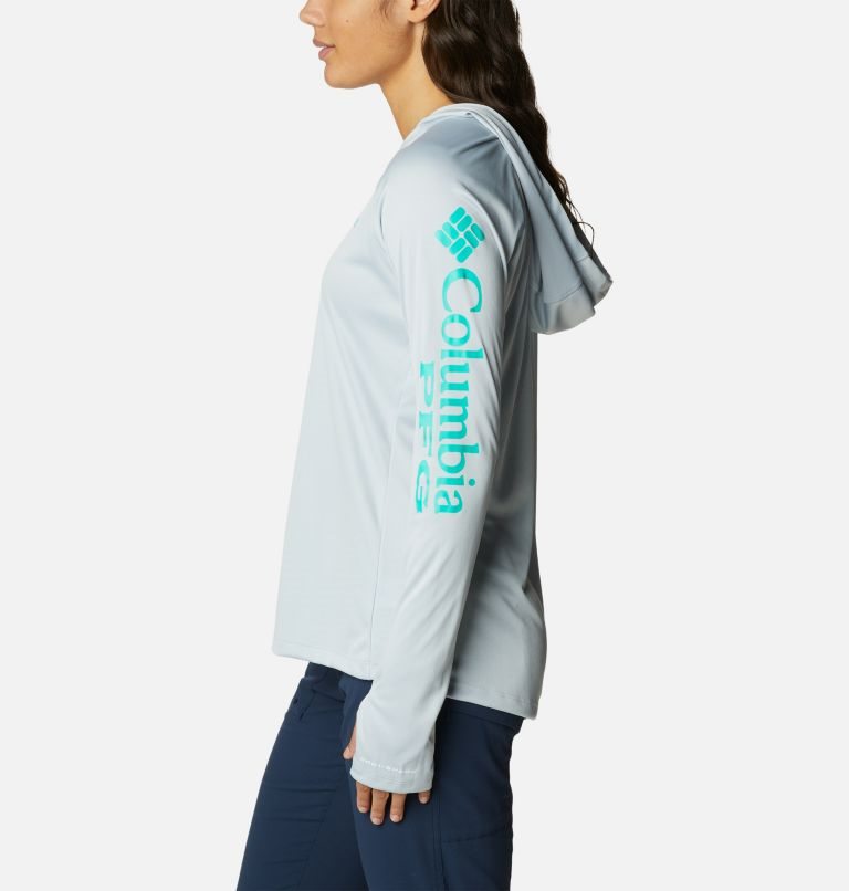 Women's Columbia PFG Tidal Tee Hoodie Light Grey | CA-N51C4