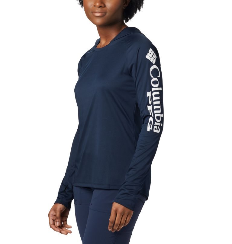 Women\'s Columbia PFG Tidal Tee Hoodie Navy | CA-B36A8