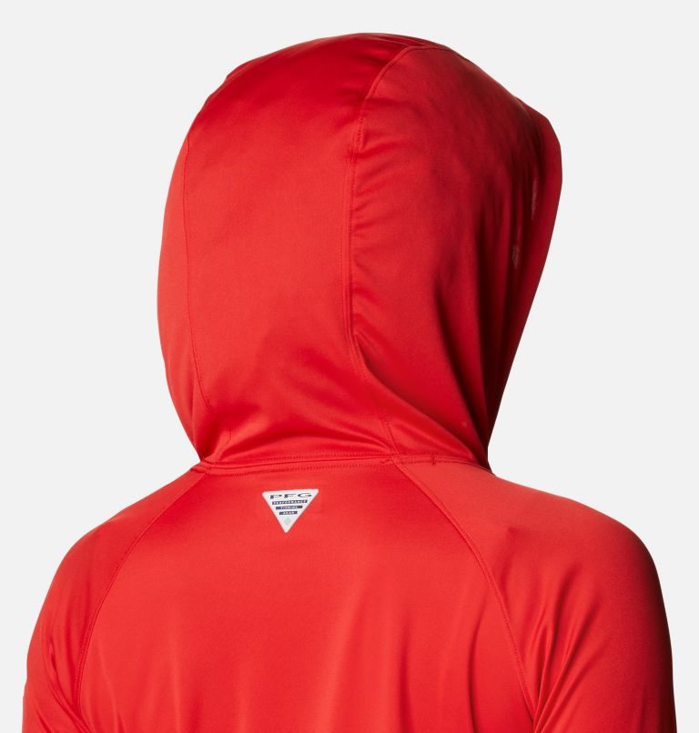 Women's Columbia PFG Tidal Tee Hoodie Red | CA-R1L04