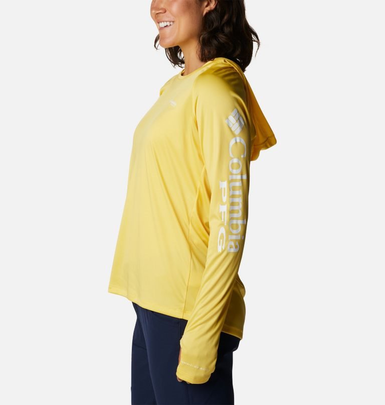 Women's Columbia PFG Tidal Tee Hoodie Yellow | CA-D58C4