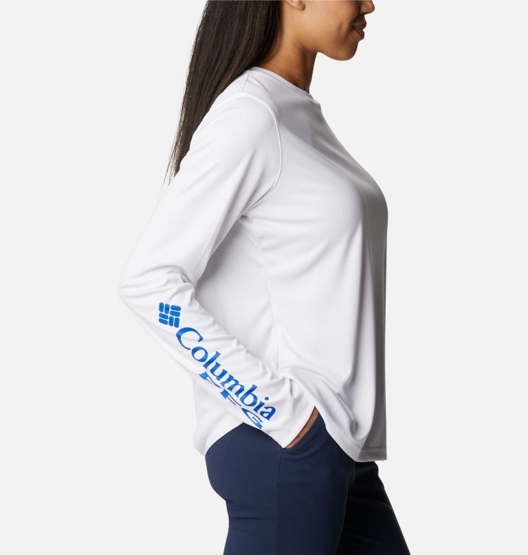 Women's Columbia PFG Tidal Tee Hook-Up Long Sleeve Sweatshirts White | CA-O48AC