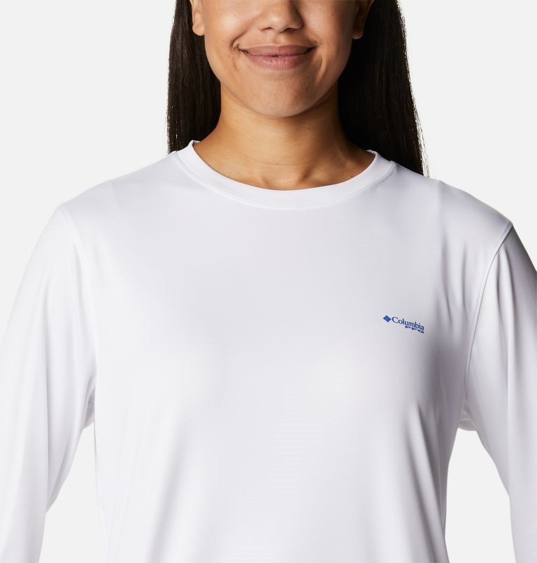 Women's Columbia PFG Tidal Tee Hook-Up Long Sleeve Sweatshirts White | CA-O48AC