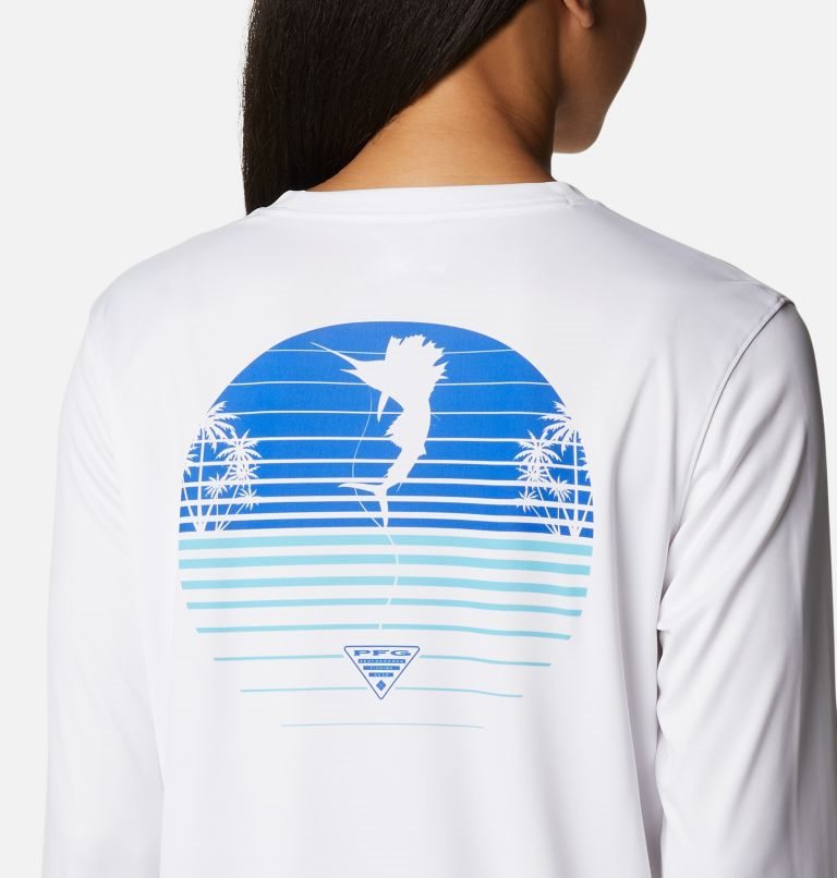 Women's Columbia PFG Tidal Tee Hook-Up Long Sleeve Sweatshirts White | CA-O48AC