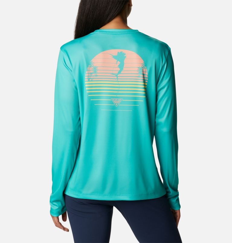 Women's Columbia PFG Tidal Tee Hook-Up Long Sleeve Sweatshirts Turquoise | CA-P546L