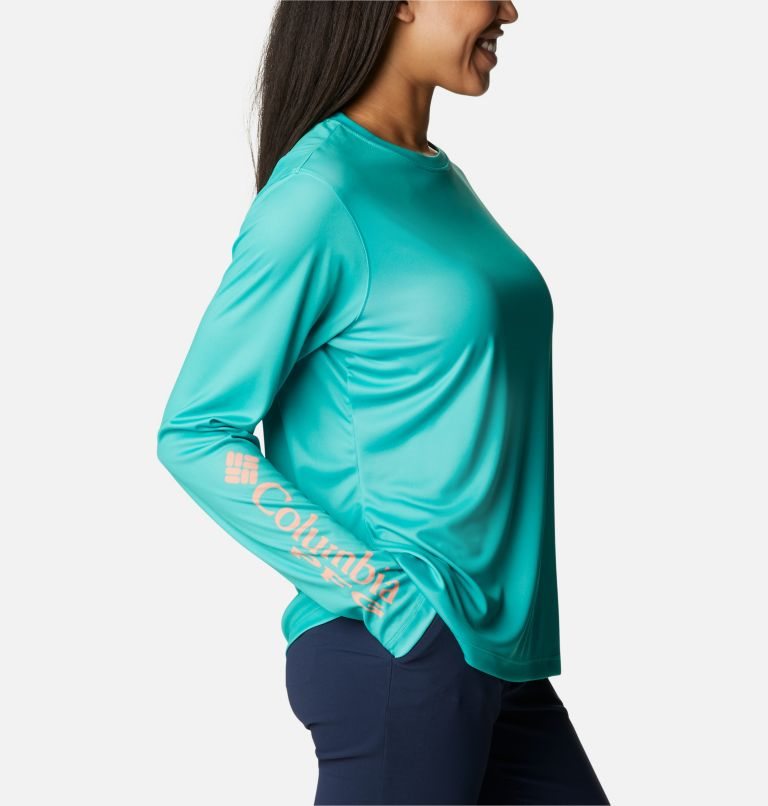 Women's Columbia PFG Tidal Tee Hook-Up Long Sleeve Sweatshirts Turquoise | CA-P546L