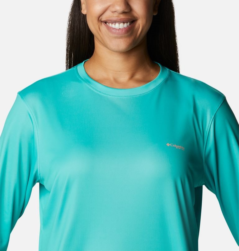 Women's Columbia PFG Tidal Tee Hook-Up Long Sleeve Sweatshirts Turquoise | CA-P546L