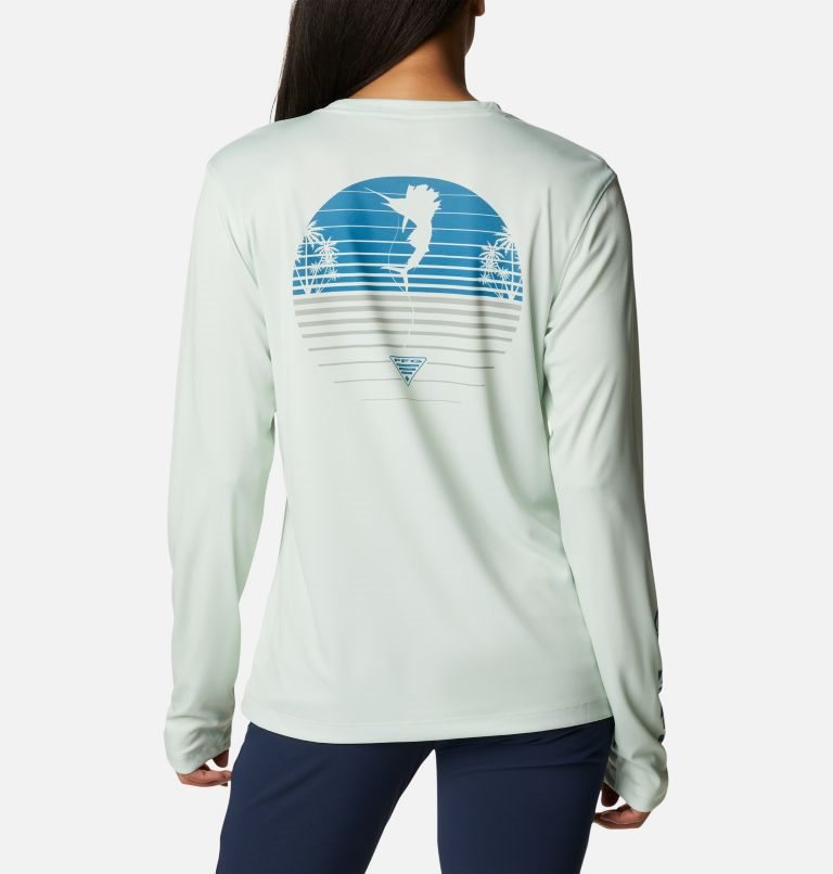 Women's Columbia PFG Tidal Tee Hook-Up Long Sleeve Sweatshirts Mint | CA-P6L01