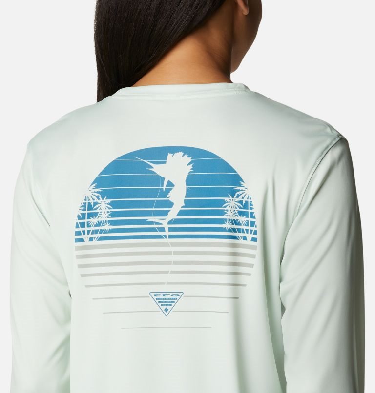 Women's Columbia PFG Tidal Tee Hook-Up Long Sleeve Sweatshirts Mint | CA-P6L01