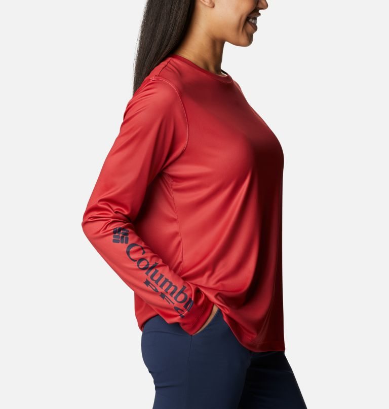 Women's Columbia PFG Tidal Tee Hook-Up Long Sleeve Sweatshirts Red | CA-S468A