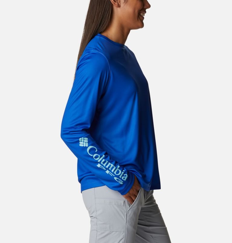 Women's Columbia PFG Tidal Tee Hook-Up Long Sleeve Sweatshirts Blue | CA-W3C15