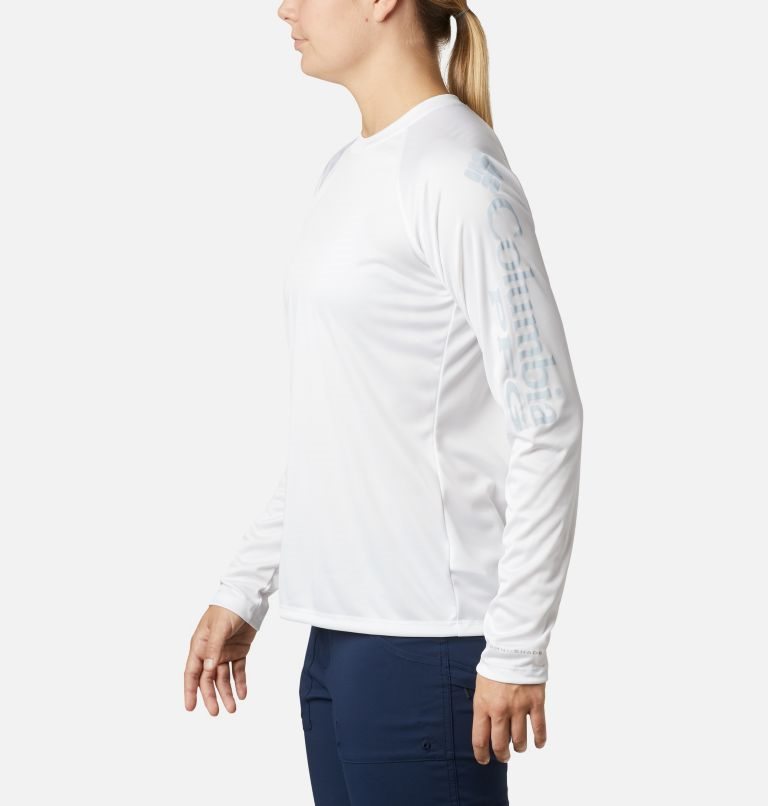 Women's Columbia PFG Tidal Tee II Long Sleeve Sweatshirts White | CA-EC406