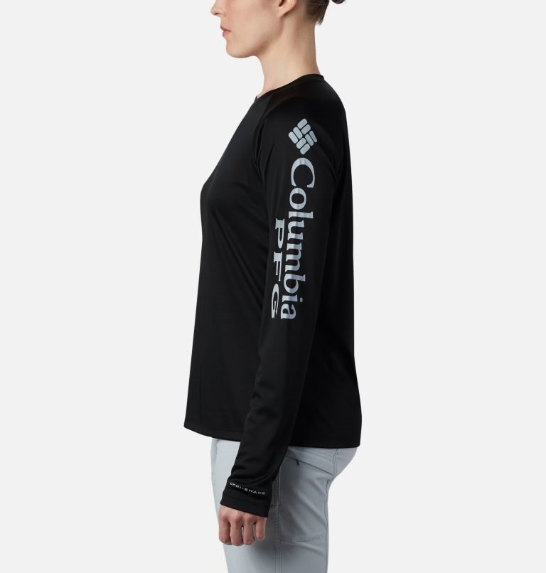 Women's Columbia PFG Tidal Tee II Long Sleeve Sweatshirts Black | CA-G4A1L