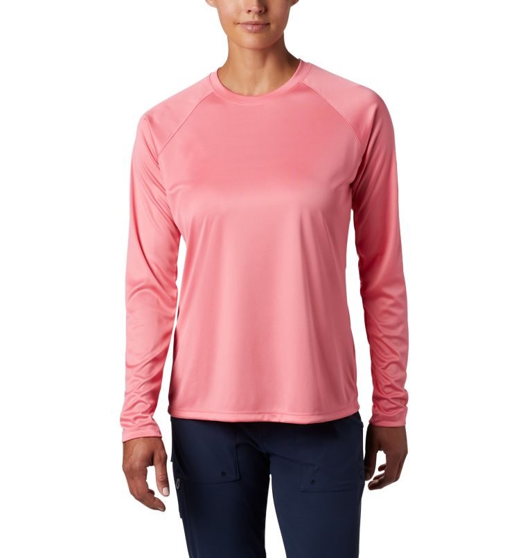 Women\'s Columbia PFG Tidal Tee II Long Sleeve Sweatshirts Pink | CA-L8A0C