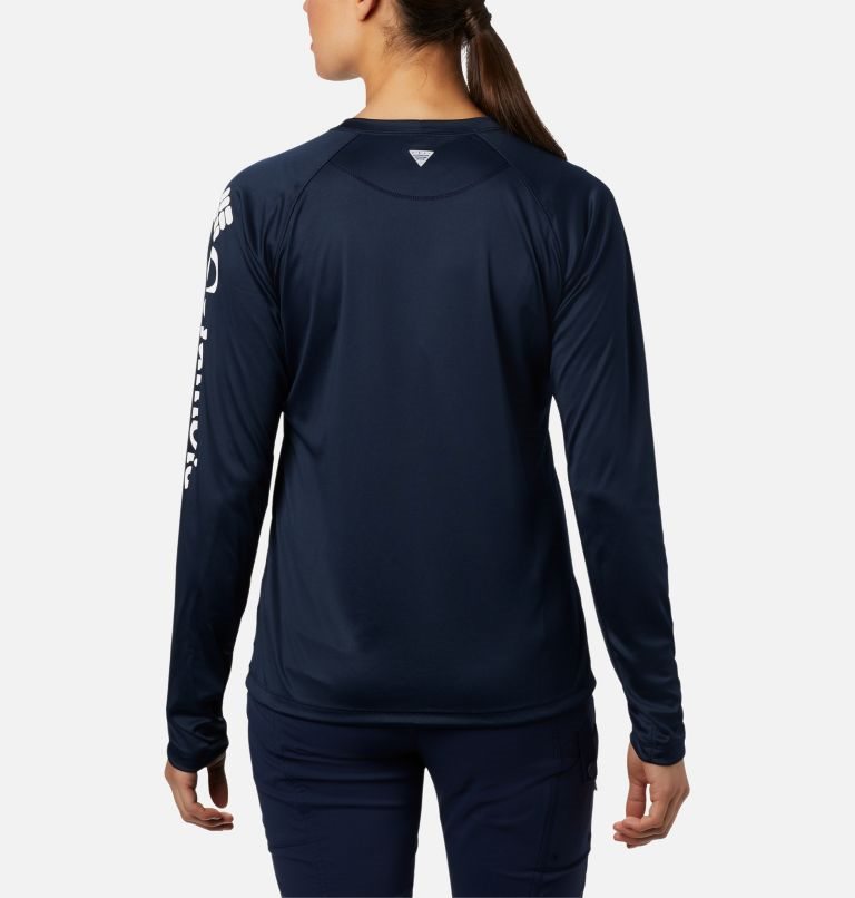 Women's Columbia PFG Tidal Tee II Long Sleeve Sweatshirts Navy | CA-N5031