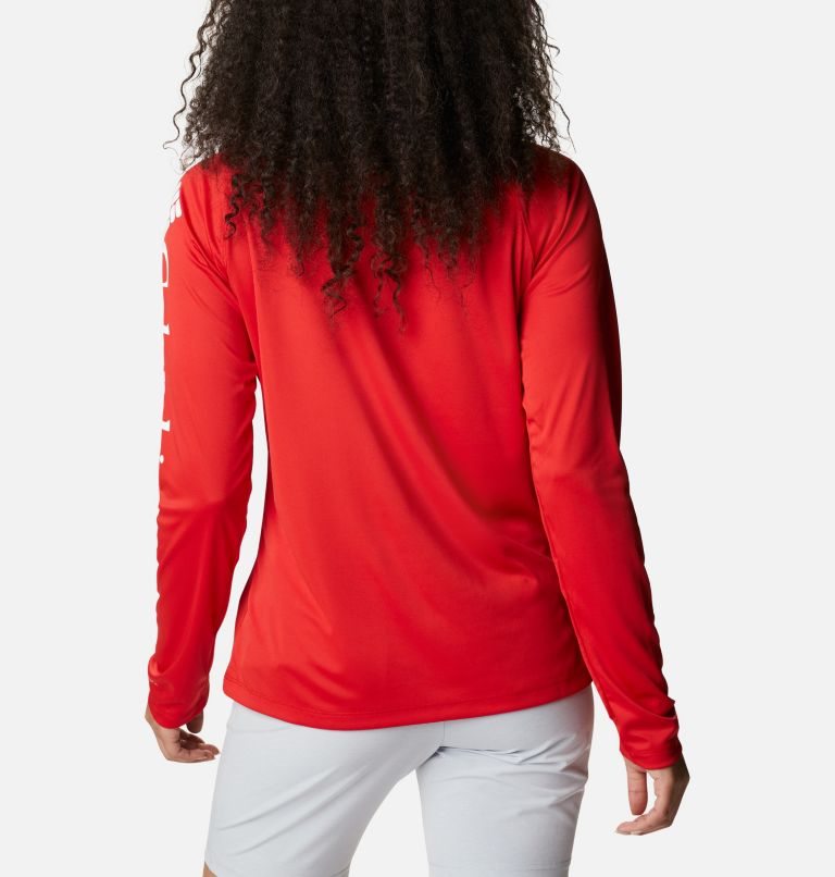 Women's Columbia PFG Tidal Tee II Long Sleeve Sweatshirts Red | CA-P146L