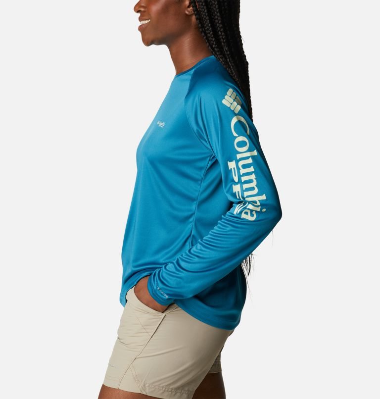 Women's Columbia PFG Tidal Tee II Long Sleeve Sweatshirts Turquoise | CA-R83C1