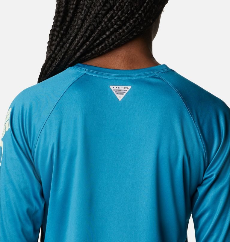 Women's Columbia PFG Tidal Tee II Long Sleeve Sweatshirts Turquoise | CA-R83C1