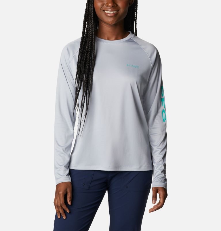 Women\'s Columbia PFG Tidal Tee II Long Sleeve Sweatshirts Light Grey | CA-Z560C