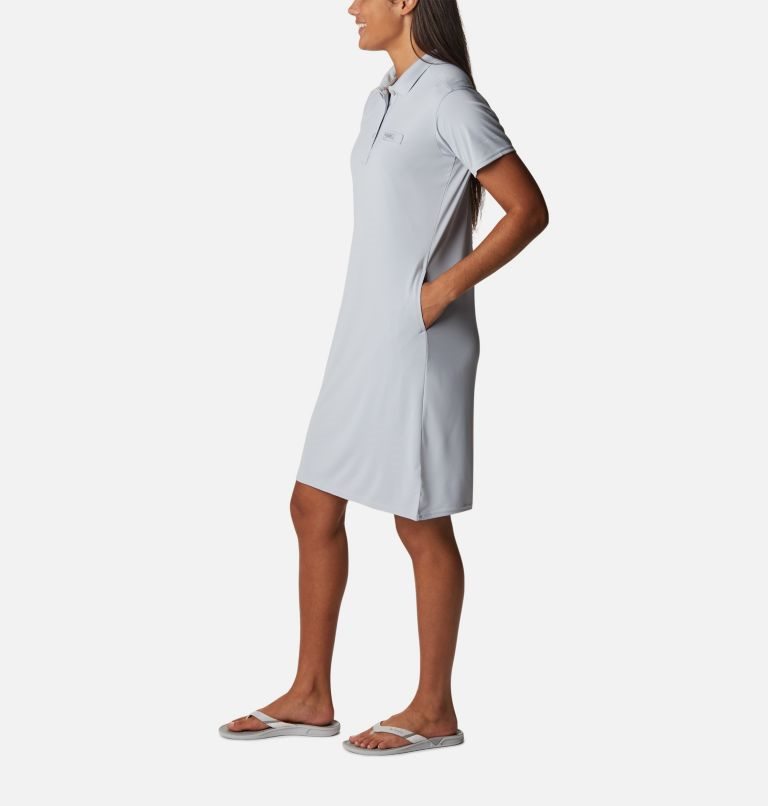 Women's Columbia PFG Tidal Tee Polo Dress Light Grey | CA-M50A8