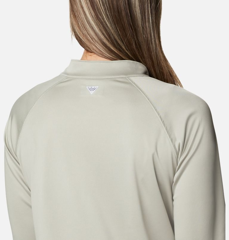 Women's Columbia PFG Tidal Tee Quarter Zip Long Sleeve Sweatshirts Olive | CA-E6LA4