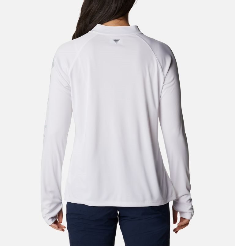 Women's Columbia PFG Tidal Tee Quarter Zip Long Sleeve Sweatshirts White | CA-UA1C0