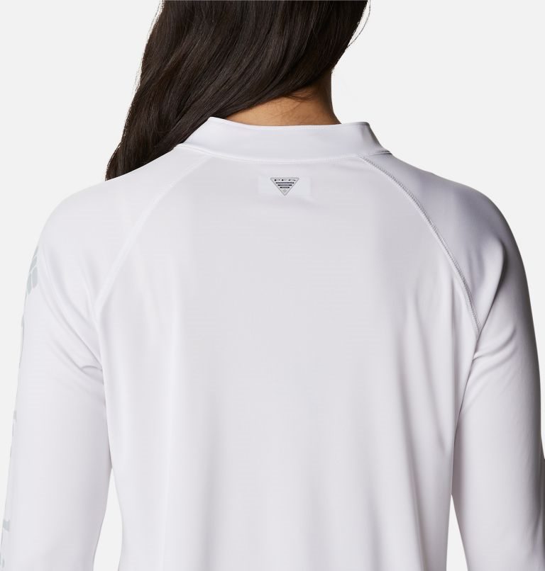 Women's Columbia PFG Tidal Tee Quarter Zip Long Sleeve Sweatshirts White | CA-UA1C0