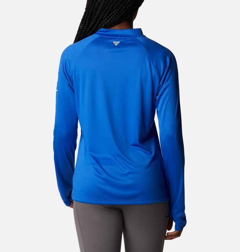 Women's Columbia PFG Tidal Tee Quarter Zip Long Sleeve Sweatshirts Blue | CA-UL401