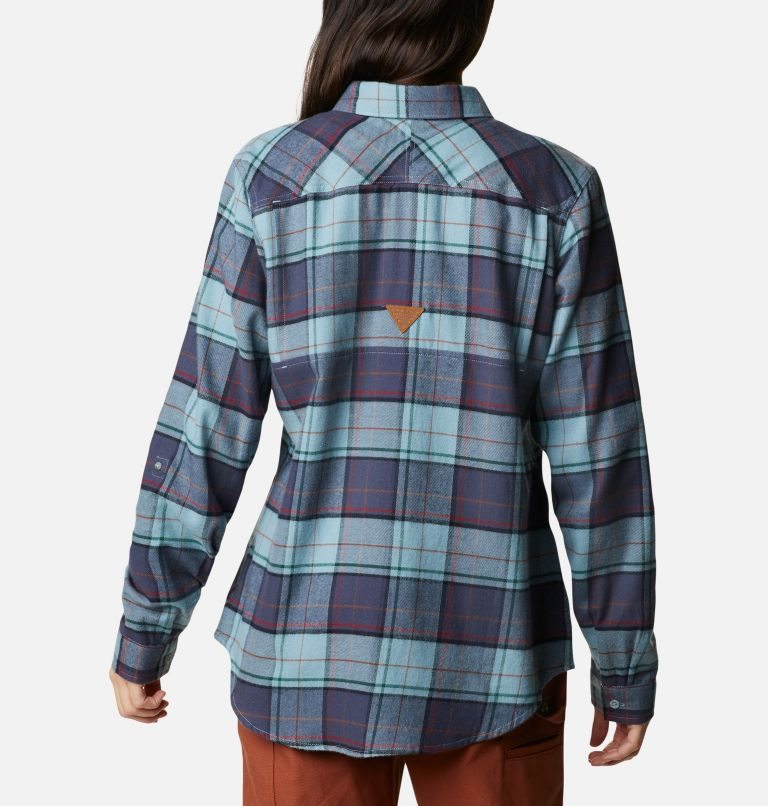 Women's Columbia PHG Roughtail Long Sleeve Field Flannel Shirts Turquoise | CA-Z568A