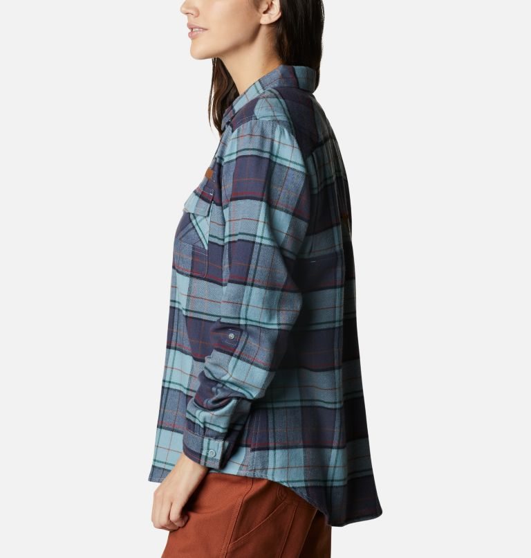 Women's Columbia PHG Roughtail Long Sleeve Field Flannel Shirts Turquoise | CA-Z568A