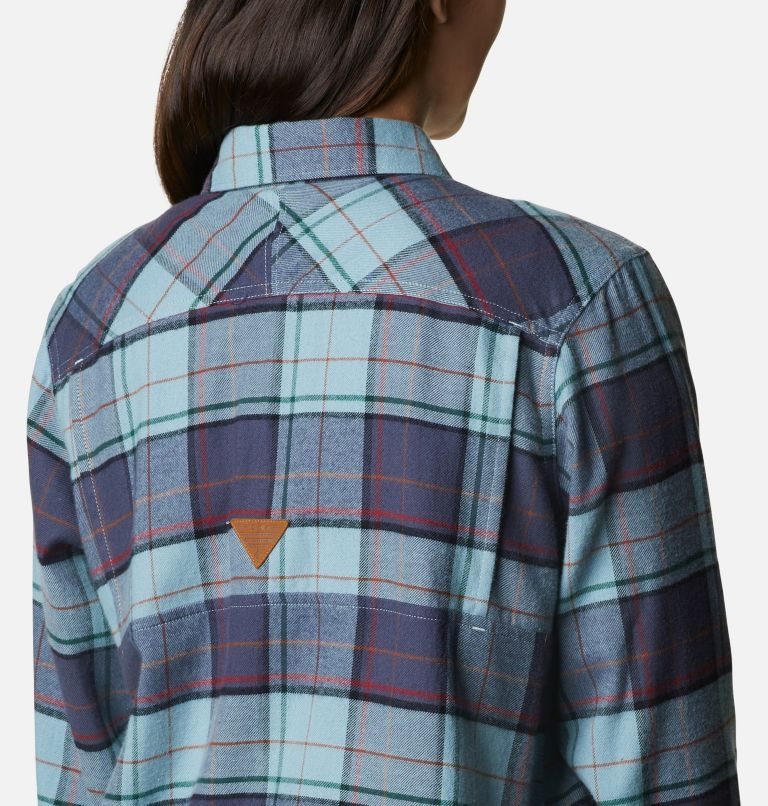 Women's Columbia PHG Roughtail Long Sleeve Field Flannel Shirts Turquoise | CA-Z568A