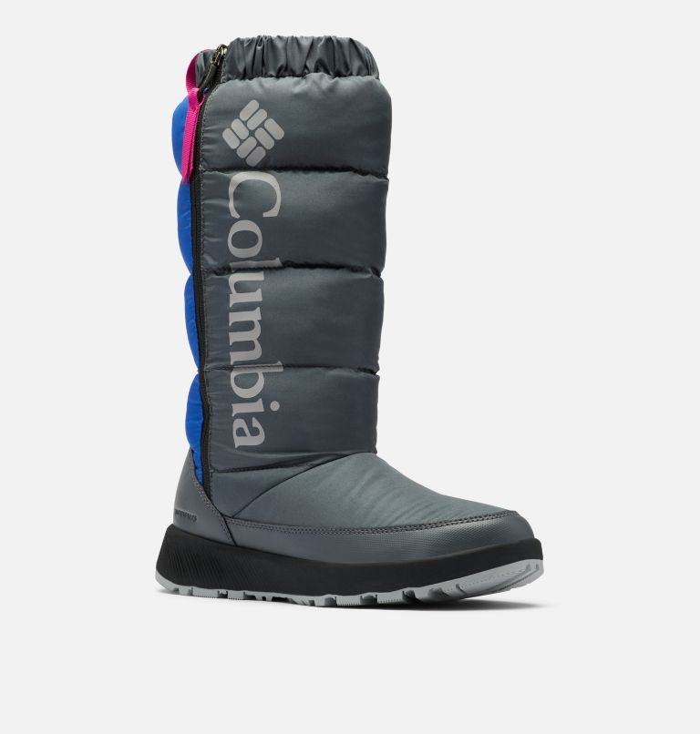 Women's Columbia Paninaro Omni-Heat Tall Boots Dark Grey / Blue | CA-N1L34