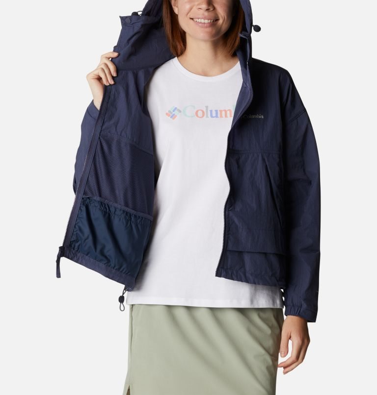 Women's Columbia Paracutie Windbreaker Jackets Navy | CA-TA65C