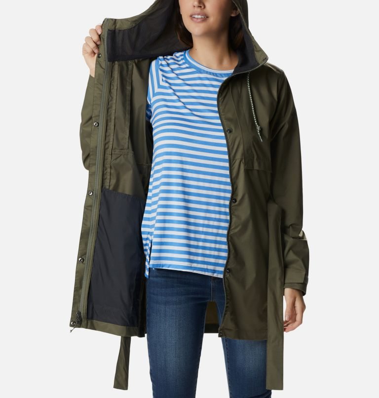 Women's Columbia Pardon My Trench Rain Jackets Olive | CA-AL5C6